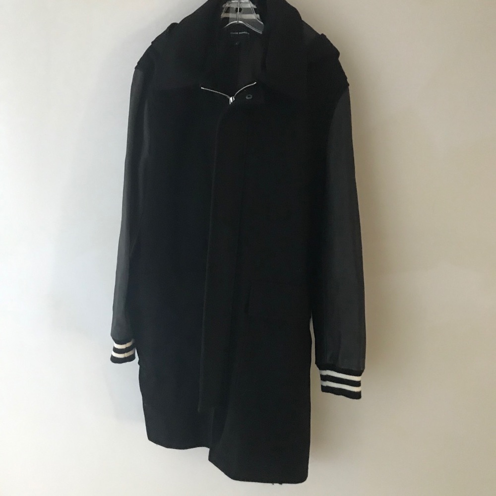 Club Monaco men’s wool lamb leather hooded jacket